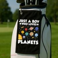 Just A Boy Who Loves Planets Solar System Space Science Geek Golf Towel thumb 2
