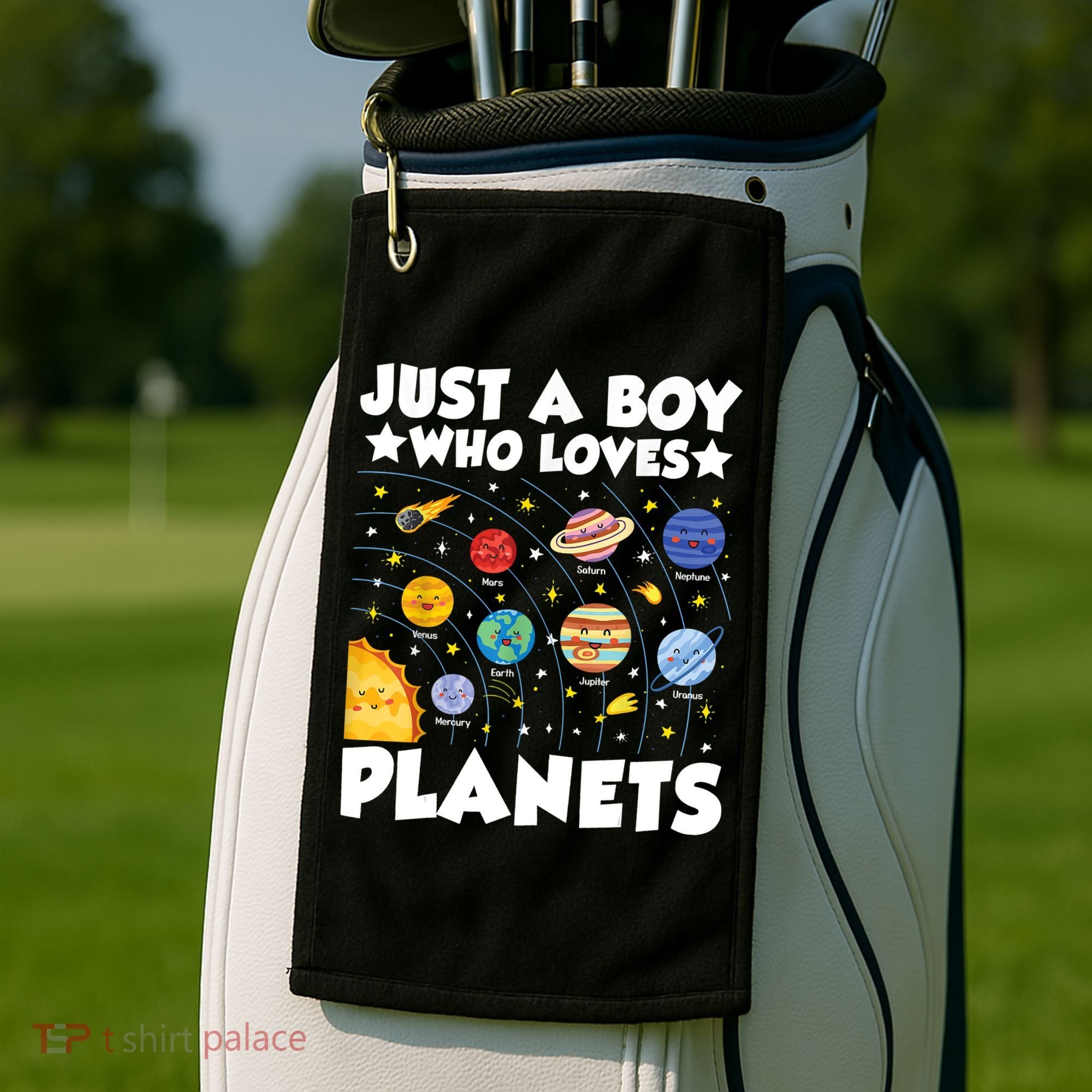 Just A Boy Who Loves Planets Solar System Space Science Geek Golf Towel