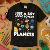 Just A Boy Who Loves Planets Solar System Space Science Geek Kids T-Shirt thumb 3