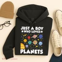 Just A Boy Who Loves Planets Solar System Space Science Geek Hoodie thumb 4