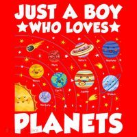 Just A Boy Who Loves Planets Solar System Space Science Geek Santa Hat thumb 1