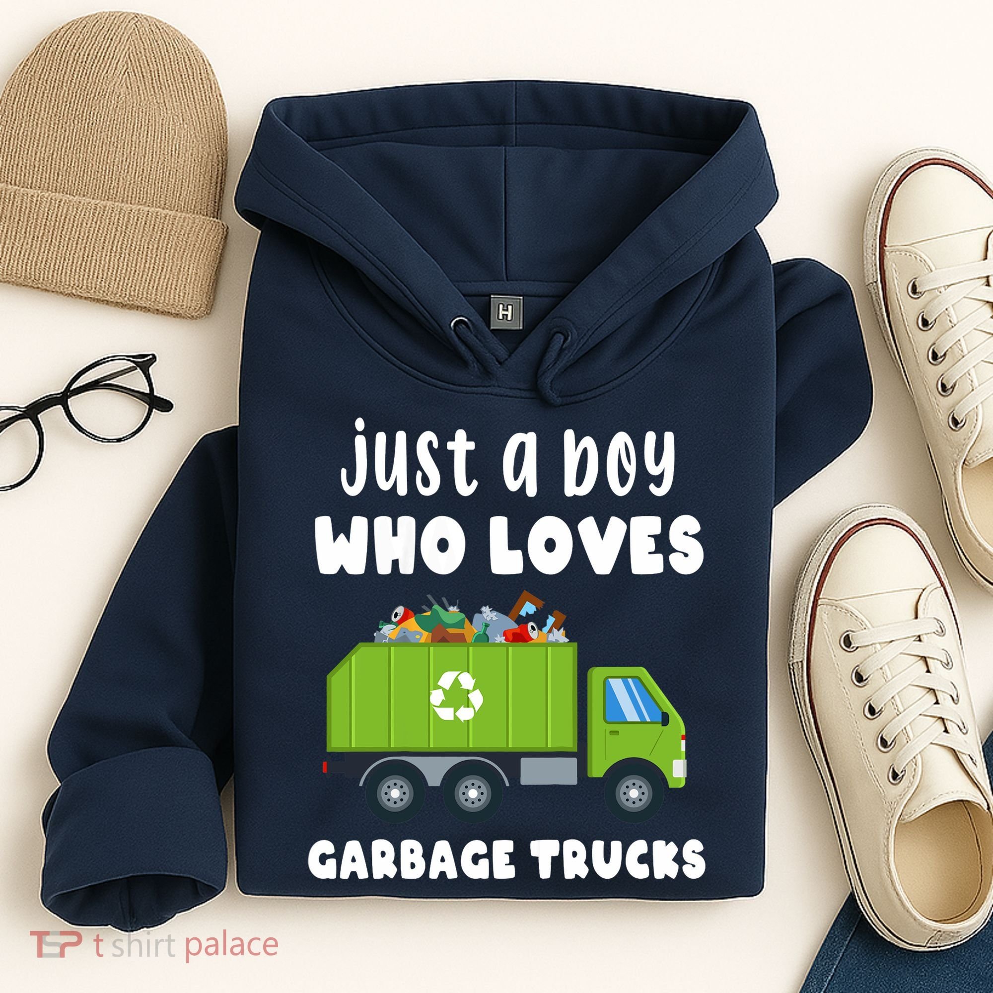 Just A Boy Who Loves Garbage Trucks Hoodie