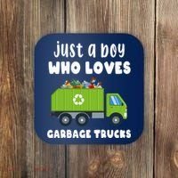 Just A Boy Who Loves Garbage Trucks Coaster thumb 0