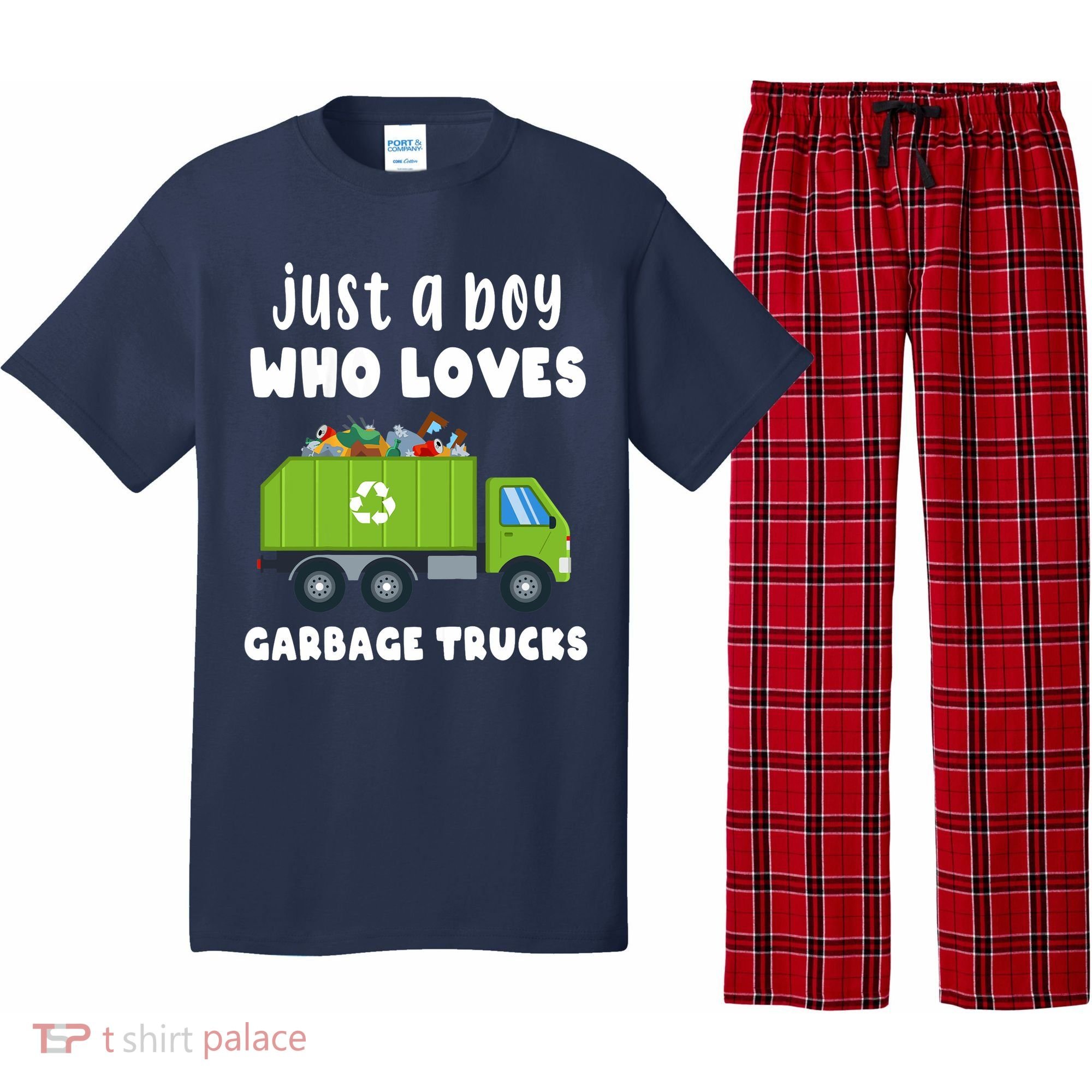Just A Boy Who Loves Garbage Trucks Pajama Set