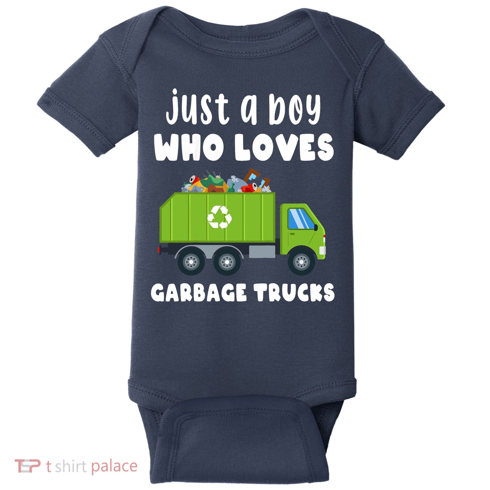 Just A Boy Who Loves Garbage Trucks Baby Bodysuit