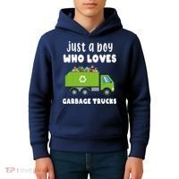 Just A Boy Who Loves Garbage Trucks Kids Hoodie thumb 4