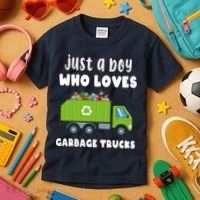 Just A Boy Who Loves Garbage Trucks Kids T-Shirt thumb 3
