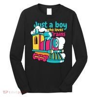 Just A Boy Who Loves Trains Cute Long Sleeve Shirt thumb 0
