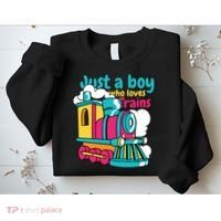 Just A Boy Who Loves Trains Cute Sweatshirt thumb 2