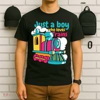 Just A Boy Who Loves Trains Cute T-Shirt thumb 6