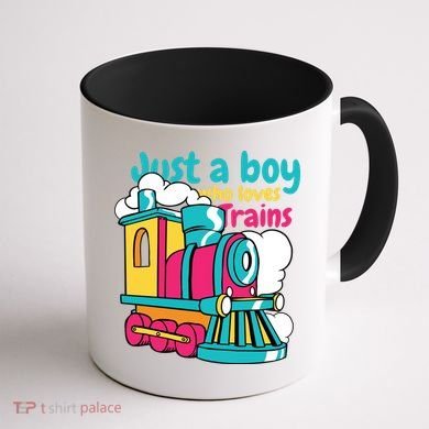 Just A Boy Who Loves Trains Cute Coffee Mug back