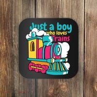 Just A Boy Who Loves Trains Cute Coaster thumb 0