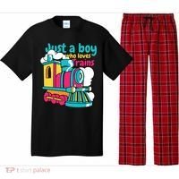 Just A Boy Who Loves Trains Cute Pajama Set thumb 0