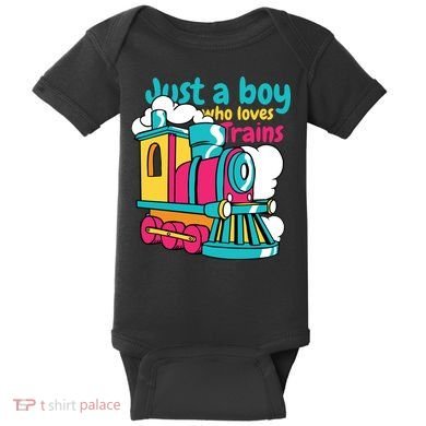 Just A Boy Who Loves Trains Cute Baby Bodysuit