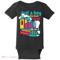 Just A Boy Who Loves Trains Cute Baby Bodysuit thumb 0