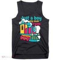 Just A Boy Who Loves Trains Cute Tank Top thumb 0