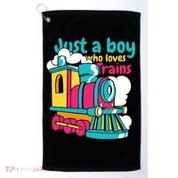 Just A Boy Who Loves Trains Cute Golf Towel thumb 0