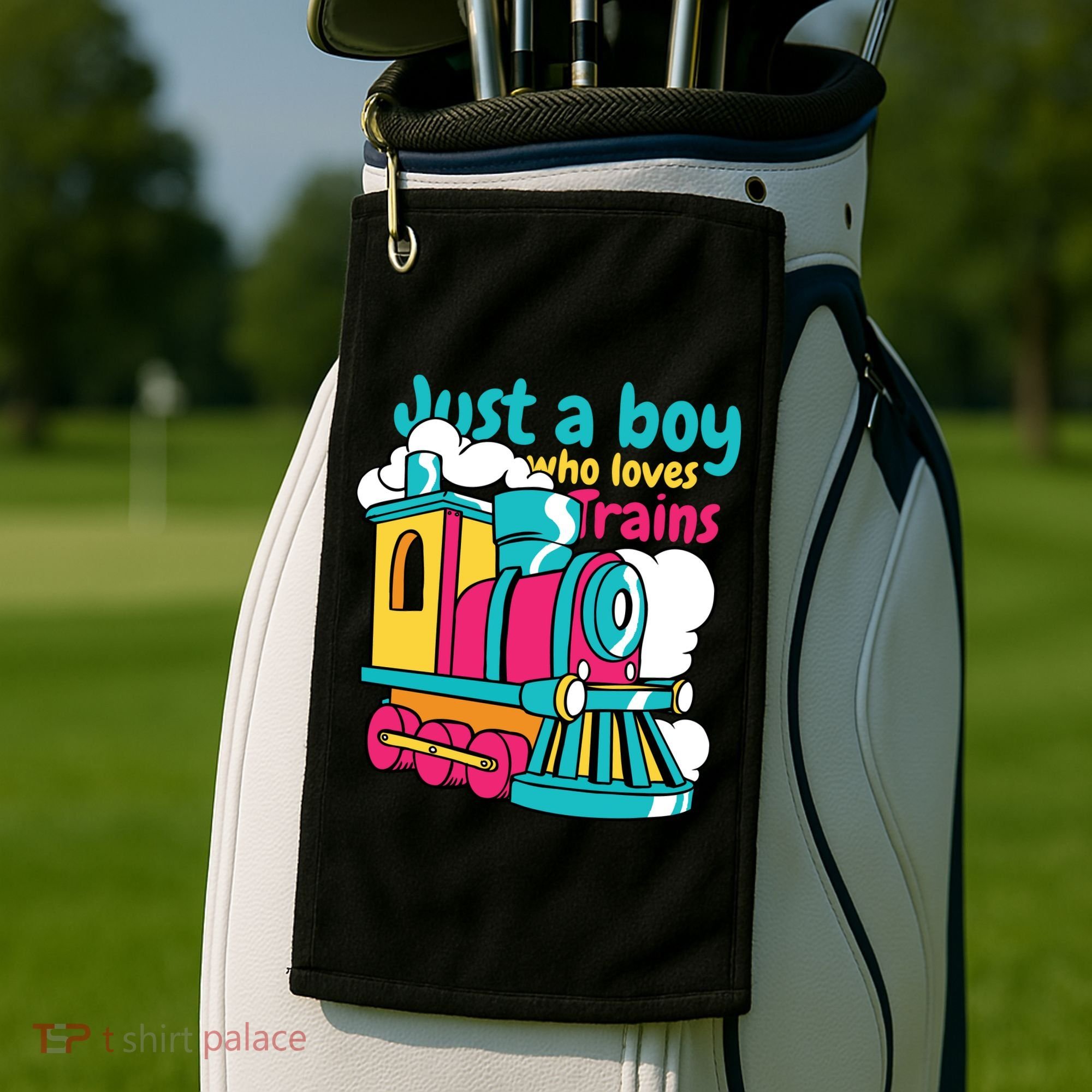 Just A Boy Who Loves Trains Cute Golf Towel