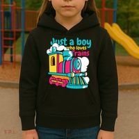 Just A Boy Who Loves Trains Cute Kids Hoodie thumb 3