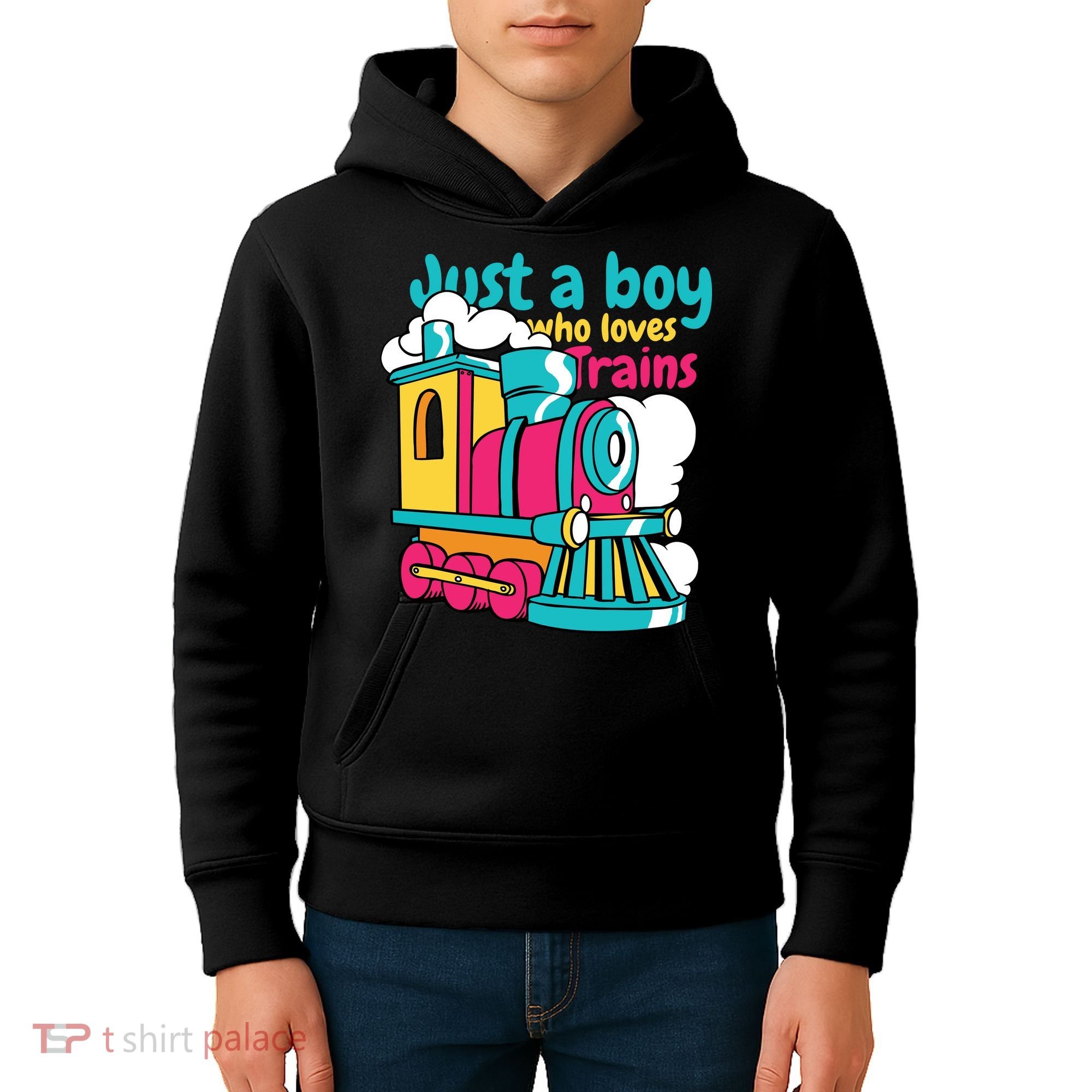 Just A Boy Who Loves Trains Cute Kids Hoodie