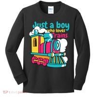 Just A Boy Who Loves Trains Cute Kids Long Sleeve Shirt thumb 0