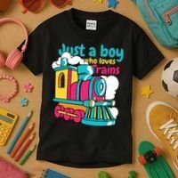 Just A Boy Who Loves Trains Cute Kids T-Shirt thumb 3
