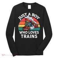 Just A Boy Who Loves Trains Train Lover Long Sleeve Shirt thumb 0