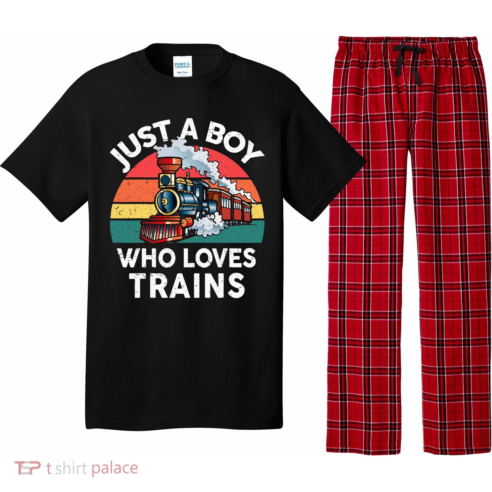 Just A Boy Who Loves Trains Train Lover Pajama Set