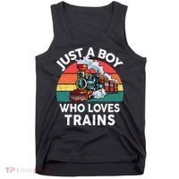 Just A Boy Who Loves Trains Train Lover Tank Top thumb 0