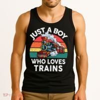 Just A Boy Who Loves Trains Train Lover Tank Top thumb 3