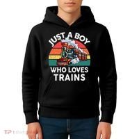 Just A Boy Who Loves Trains Train Lover Kids Hoodie thumb 4