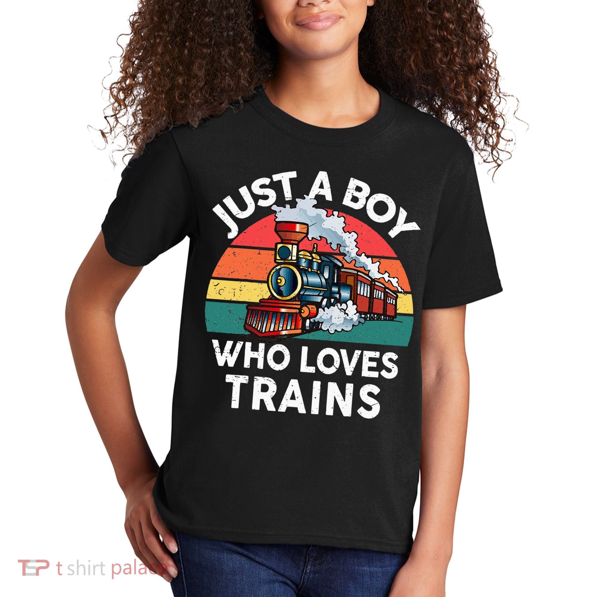 Just A Boy Who Loves Trains Train Lover Kids T-Shirt