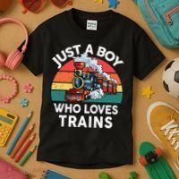 Just A Boy Who Loves Trains Train Lover Kids T-Shirt thumb 3