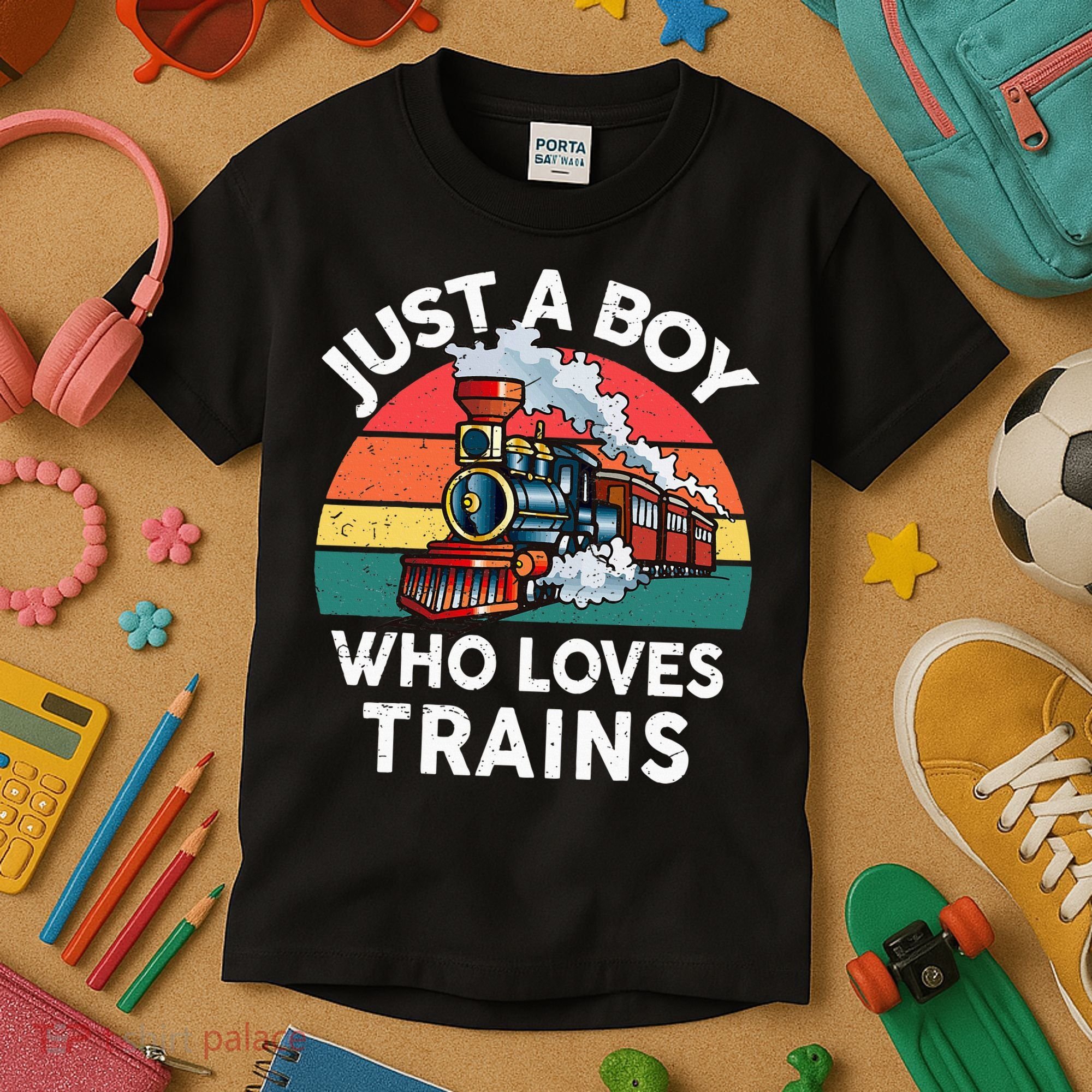 Just A Boy Who Loves Trains Train Lover Kids T-Shirt