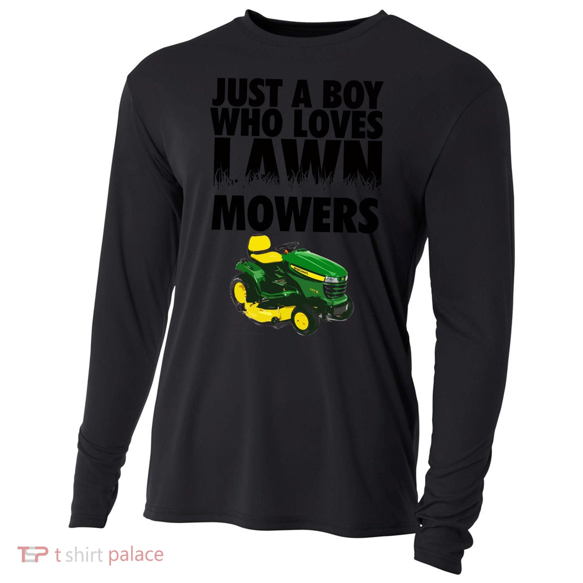 Just A Boy Who Loves Lawn Mowers Cooling Performance Long Sleeve Crew