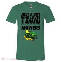 Just A Boy Who Loves Lawn Mowers V-Neck T-Shirt thumb 0