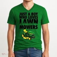 Just A Boy Who Loves Lawn Mowers V-Neck T-Shirt thumb 2