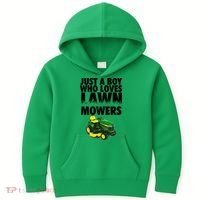 Just A Boy Who Loves Lawn Mowers Kids Hoodie thumb 0