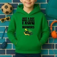 Just A Boy Who Loves Lawn Mowers Kids Hoodie thumb 2