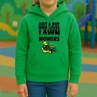 Just A Boy Who Loves Lawn Mowers Kids Hoodie thumb 3