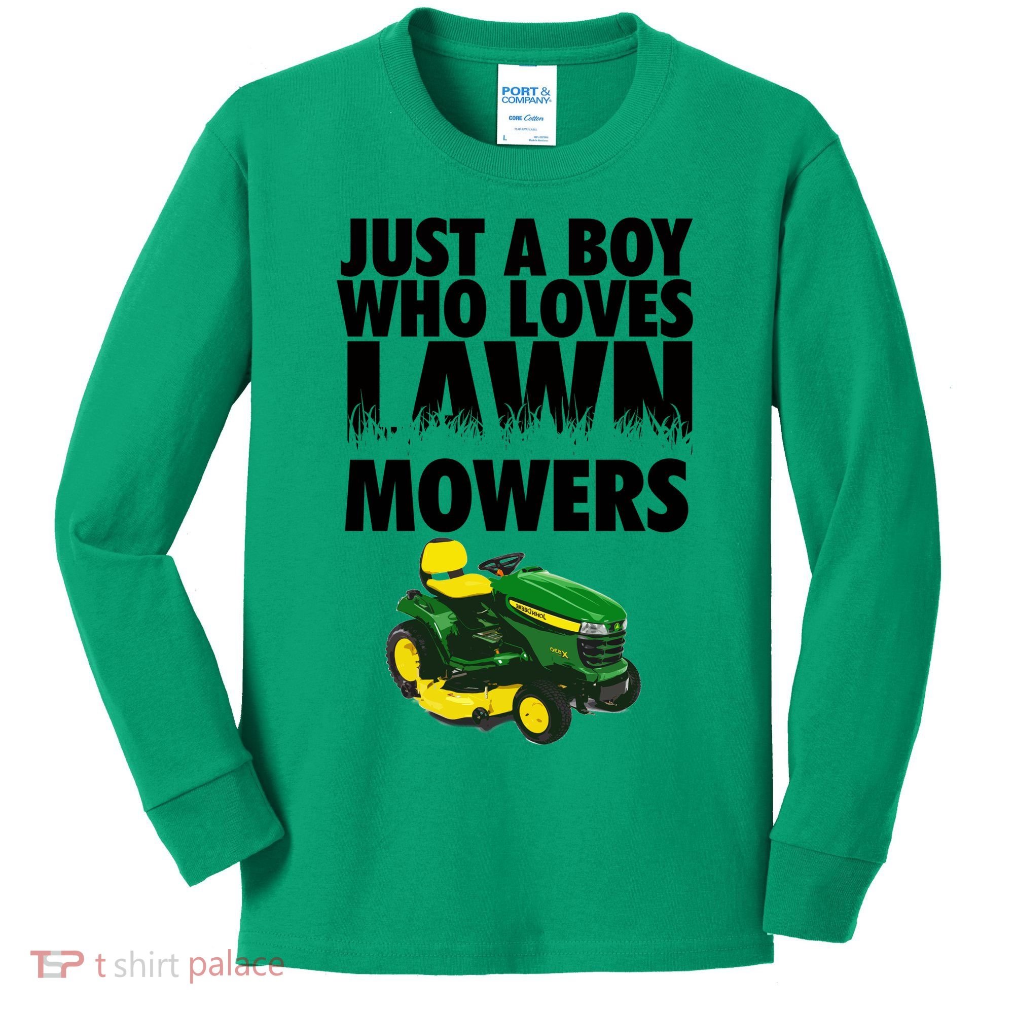 Just A Boy Who Loves Lawn Mowers Kids Long Sleeve Shirt
