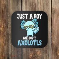 Just A Boy Who Loves Axolotls Cute Kawaii Coaster thumb 0