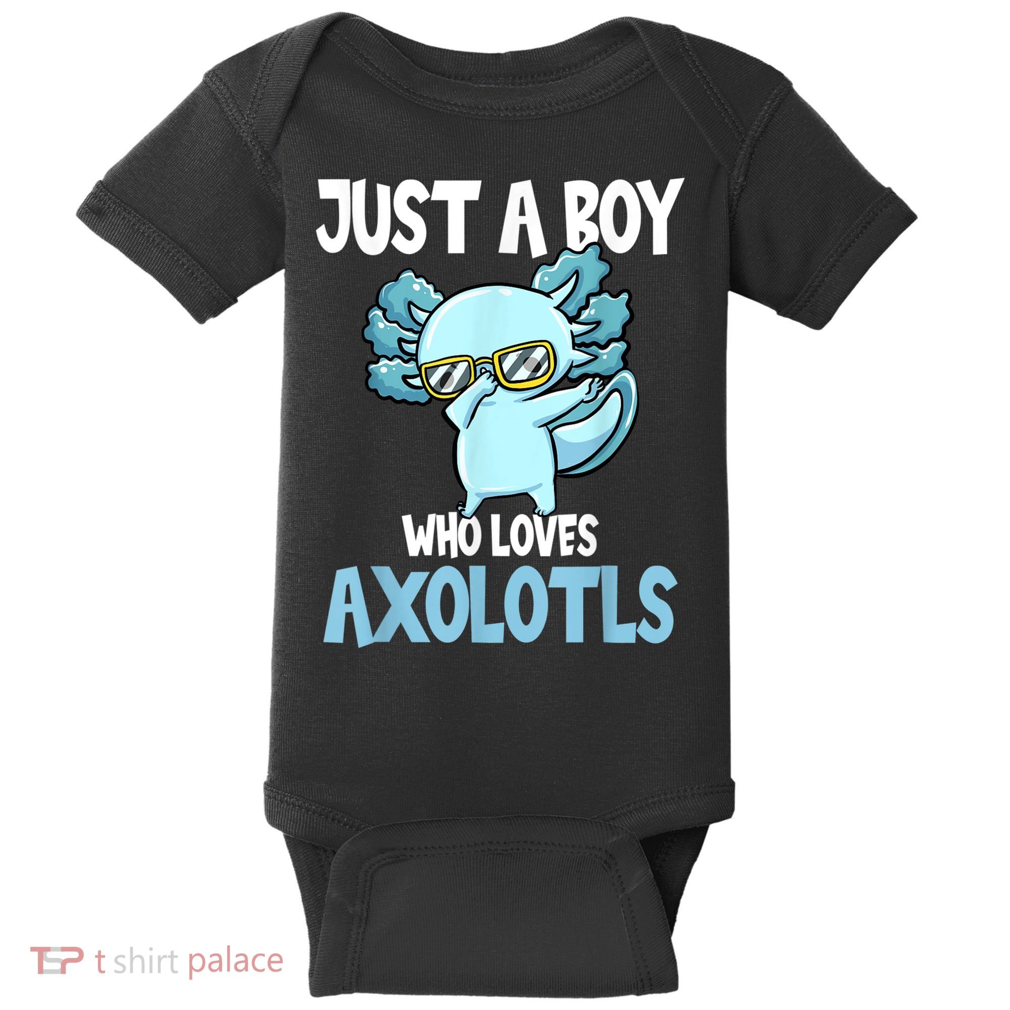Just A Boy Who Loves Axolotls Cute Kawaii Baby Bodysuit