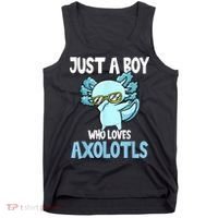 Just A Boy Who Loves Axolotls Cute Kawaii Tank Top thumb 0