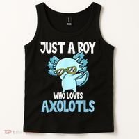 Just A Boy Who Loves Axolotls Cute Kawaii Tank Top thumb 2