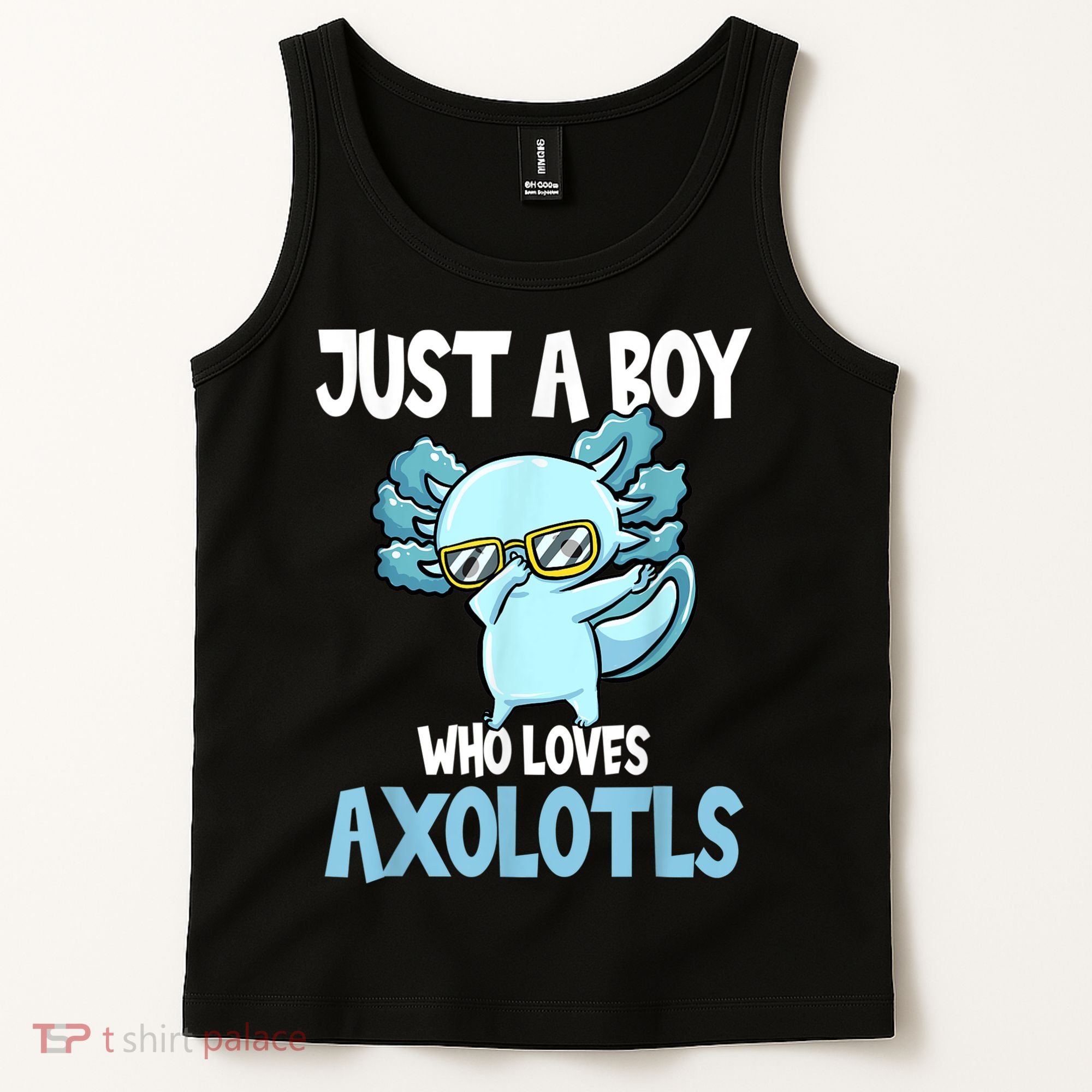Just A Boy Who Loves Axolotls Cute Kawaii Tank Top