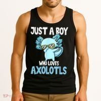 Just A Boy Who Loves Axolotls Cute Kawaii Tank Top thumb 3