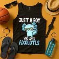 Just A Boy Who Loves Axolotls Cute Kawaii Tank Top thumb 4