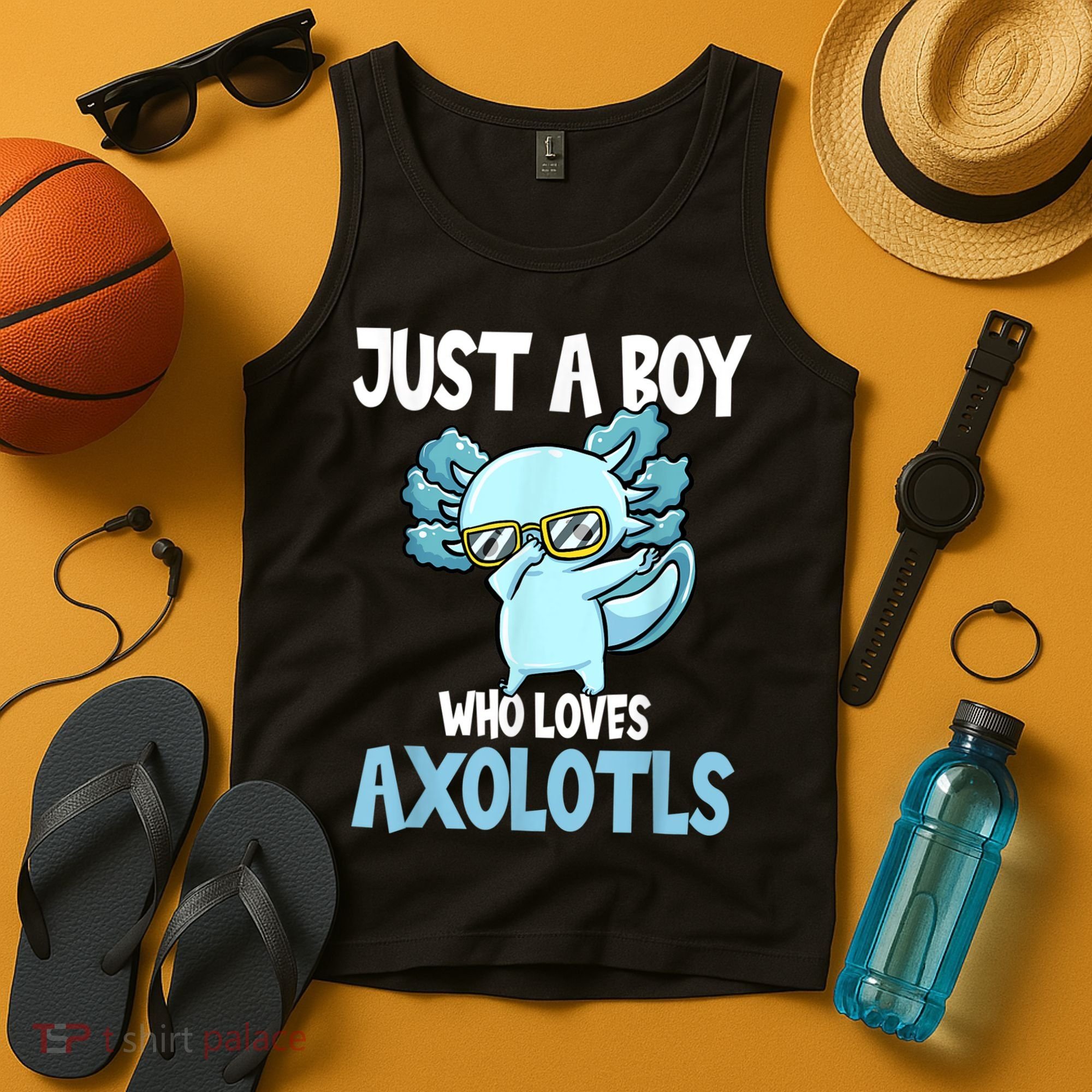 Just A Boy Who Loves Axolotls Cute Kawaii Tank Top