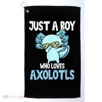 Just A Boy Who Loves Axolotls Cute Kawaii Golf Towel thumb 0